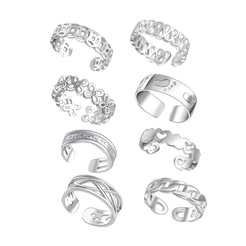 OUNONA 8 Stück Teiliges Silberfarbenes Fuß und Zehenring Verstellbare Knöchel und Zehenringe aus Kupfer Dekoringe für Damen Vielseitiger Schmuck für Sommer und Strand von OUNONA