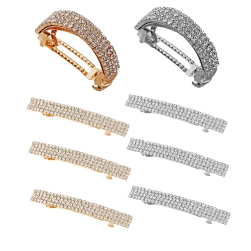 OUNONA 8 Stück Teiliges Strass Haarspangen Ponytail Clips Haarschmuck für Frauen Mädchen Glänzende Haarklammern in Gold und Silber für Hochsteckfrisuren Alltag und Festtagslook von OUNONA