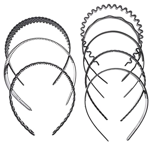 OUNONA 8 Stück Teiliges Unisex Haarband aus Rutschfestem Kunststoff Vielseitige Kopfband für Sport Outdoor und Alltag für Männer und Verschiedenen Designs von OUNONA
