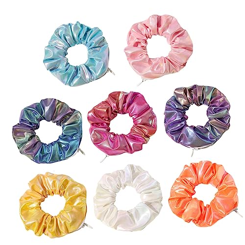 OUNONA 8 Stücke Farbverlauf Haarring Elastische PU Haarbänder für Mädchen Dekorative Haarschmuck Langlebige Haargummis mit Reißverschluss für Hochsteckfrisuren und Tägliche Styles von OUNONA