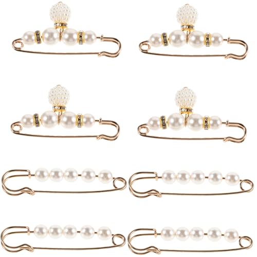OUNONA 8Stücke Perlen Broschen Taillennadel für Pullover Schals Elastische Fixierung Stilvolle Brosche zur Anpassung von Jeans Hosen Langlebige Dekoration von OUNONA