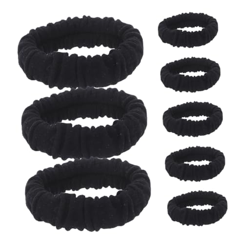 OUNONA 8stücke Schwarze Elastische Haargummis Nähte Für Kleine Samt-haargummis Zum Haarknotenhalter Für Pferdeschwanz Styling-tool Für Damen Und Mädchen von OUNONA