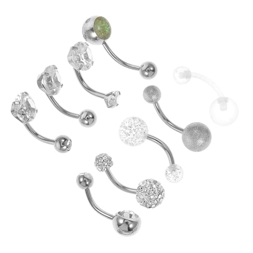 OUNONA 9 Stück Teiliges Bauchnabelpiercing aus Chirurgischem Edelstahl mit Funkelnden Zirkonia Kristallen Dekorative Bauchnabelringe Hautfreundlich Langlebig und Modisch für Damen von OUNONA