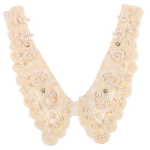 OUNONA Abnehmbarer Spitzenkragen mit Perlenbesatz Retro Fake Collar Einsatz Weichem Vielseitiger Spitzenkragen für Damen zur Eleganten Kleid und Blusenveredelung von OUNONA