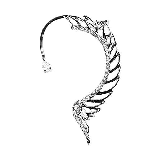 OUNONA Angel Wing Ohrclip Besetzt mit Kristallen Design Ohrschmuck Clip Ohrringe für Damen Geeignet für Alltag Hochzeit Party und Besondere Anlässe von OUNONA