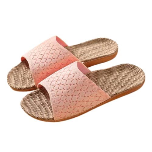 OUNONA Atmungsaktive Damen Leinen Hausschuhe Frühling Sommer Rutschfeste Leichte Indoor Slippers Einfaches Design Strapazierfähiges Schnelltrocknendes Material für Zuhause von OUNONA
