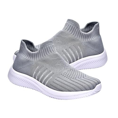 OUNONA Atmungsaktive Mesh Sneaker Damen rutschfeste Freizeitschuhe mit Elastischer Sohle Leichte All Season Sportschuhe Stabile Fersenkonstruktion Gepolsterte Sohlen für Komfortables von OUNONA