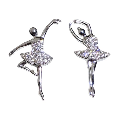 OUNONA Ballerina Ohrringe Damen Silber Ohrstecker Leicht Tanzendes Mädchen Schmuck Statement für Frauen und Mädchen von OUNONA