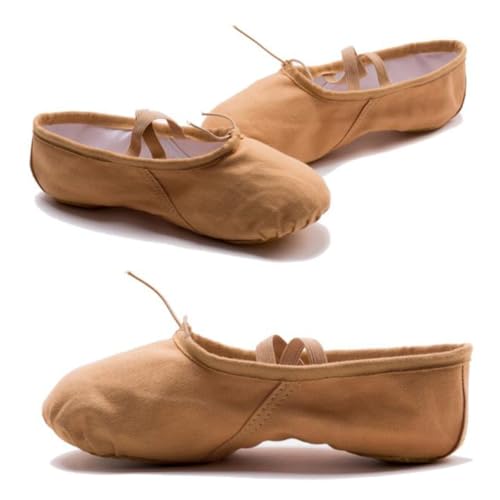 OUNONA Ballettschuhe Damen Yoga Ballett Tanzschläppchen mit Rutschfester Sohle Elastischem Stretchgürtel Atmungsaktiv Leicht Bequeme Ballettschuhe für Mädchen und Frauen von OUNONA