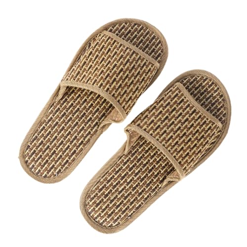 OUNONA Bambus Sandalen Damen Herren Sommer Hausschuhe Geflochtene Atmungsaktive Offene Zehen Slipper Leicht Für Strand und Zuhause von OUNONA