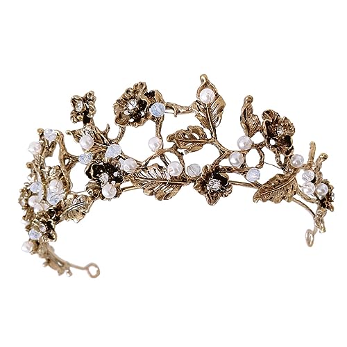 OUNONA Barock Braut Haarschmuck Kopfschmuck Vintage Festival Hochzeit Tiara Zubehör für Fotoshooting und Party Komfortabel und Hautfreundlich Antik Goldfarben von OUNONA