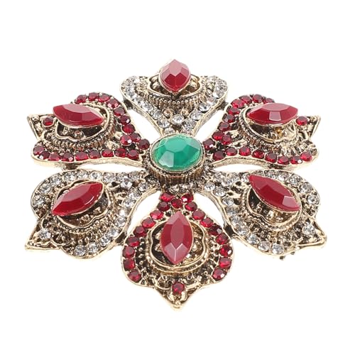 OUNONA Barock Brosche Damen Elegant Hohl Vergoldet Rot Modisch Festlich Weihnachten Anstecknadel Schmuck Geschenkidee für Büro Freizeit Kleidungsaccessoire von OUNONA