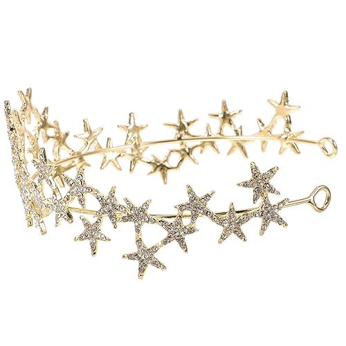 OUNONA Barocke Braut Tiara mit Funkelnden Strasssteinen Goldfarbenes Stirnband Leichter Haarschmuck für Hochzeit Verstellbare Krone Eleganter Kopfschmuck für Braut und von OUNONA
