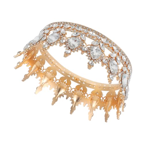 OUNONA Barocke Brautkrone aus Metall mit Funkelnden Strasssteinen Großer Damen Hochzeits Tiara Stabiler Leichter Kopfschmuck für Hochzeit Party und Festliche Anlässe von OUNONA