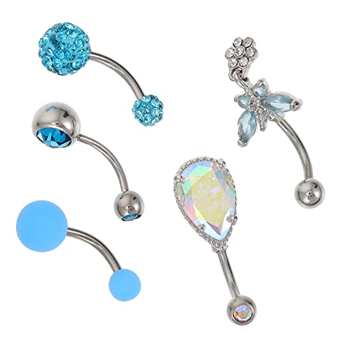 OUNONA Bauchnabelring 5 Stück Zirkonia Piercing Schmuck für Damen und Rostfreie Bauchpiercings für Festivals und Partys OUNONA Bauchnabelring 5 Stück Zirkonia Piercing Schmuck für Damen und Rostfreie Bauchpiercings für Festivals und Partys von OUNONA