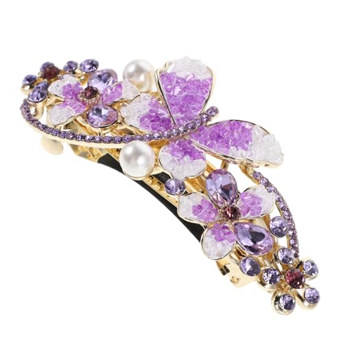 OUNONA Bling Strass Haarspange Schmetterling Blumen Design Frühling Haarclip Leicht Starker Federmechanismus Sicherer Haaraccessoire für Damen und Mädchen von OUNONA
