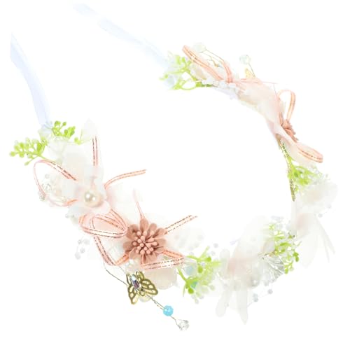 OUNONA Blumenhaarband mit Schleife und Perlen Dekoratives Stirnband für Damen Langlebiger Brautschmuck für Hochzeit Party Cosplay und Festliche Anlässe von OUNONA