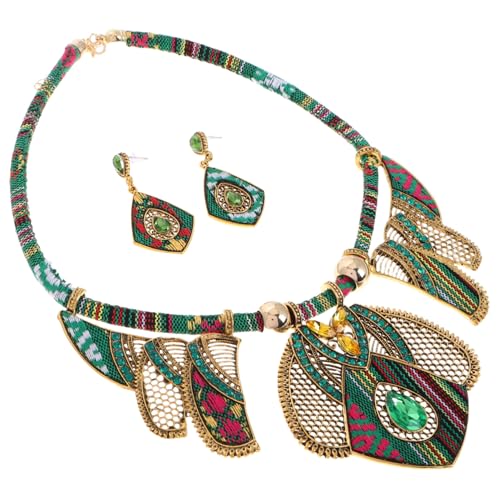 OUNONA Bohemian Schmuckset Damen mit Statement Halskette und Dangle Ohrringe Leichtes Elegantes Bijouterie für Partys Karneval Geschenkidee von OUNONA