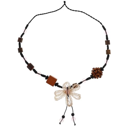 OUNONA Boho Holzblumenhalskette für Damen Vintage Choker Kette Holz für Sommer Outfits und Freizeitlooks Dekolleté und Sorgt für Einen Stilvollen von OUNONA