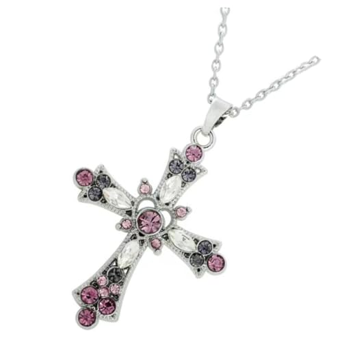 OUNONA Boho Kreuzkette Damen Strass Schmuck Leichtes Legierungs Halskette Anhänger Bunte Clavicle Kette Alltag Halloween Party von OUNONA