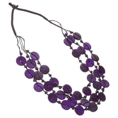 OUNONA Boho Mehrschichtige Holzperlenkette mit Kokosnussschale Auffällige Damen Halskette Leichte Schmuckkette für Alltag Urlaub und Besondere Anlässe Hautfreundlich und Langlebig von OUNONA