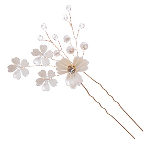 OUNONA Braut Haarnadel mit Blumen Design aus Perlen und Kristallen für Hochzeiten Partys und Besondere Anlässe Haarschmuck für Damen Eleganter Haarstab für Duttfrisuren von OUNONA