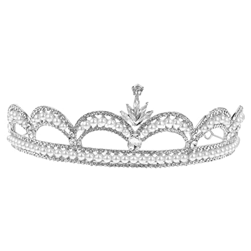 OUNONA Brautschmuck Strass Tiara Hochzeitskrone mit Funkelnden Wassersteinen und Perlen Leichtes Tragbares Haaraccessoire für Hochzeit Geburtstag Fotoshooting Damen von OUNONA