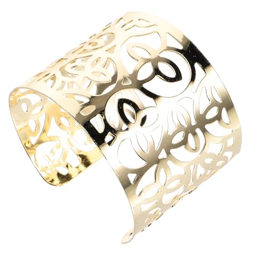 OUNONA Breiter Geometrischer Armreif Damen Goldenes Legiertes Offener Modischer Manschetten Armreif Hautfreundlicher Schmuck für Alltag Arbeit und Party Leicht und Komfortabel zu Tragen von OUNONA