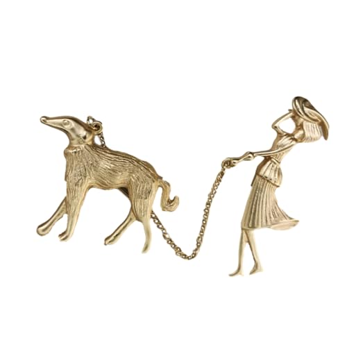 OUNONA Brosche Damen Legierung Anstecknadel mit Frau und Hund Motiv Modisch Vielseitig für Kleidung Schmuck von OUNONA