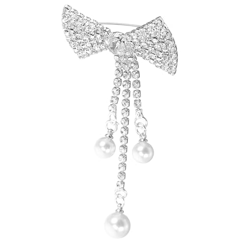 OUNONA Perlenbrosche Mit Schleifen Und Strasssteinen Damen-anstecknadel Für Kleidung Schmuck Für Abendkleid Geschenkidee Für Freundinnen Und Kollegen von OUNONA