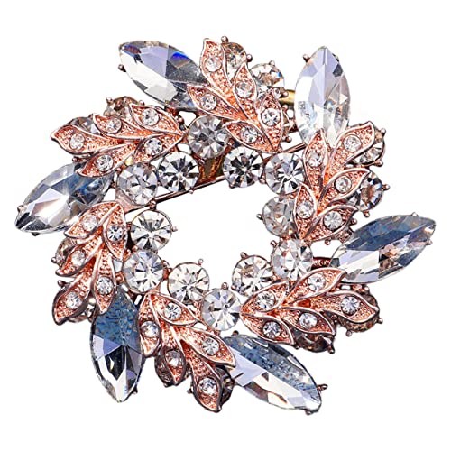 OUNONA Broschen Anstecknadel für Damen Hochzeitskleid Brosche mit Funkelnden Strasssteinen Dekorative Kleidungspinnadel für Brautmode und Festliche Anlässe Roségoldfarbenes Design von OUNONA