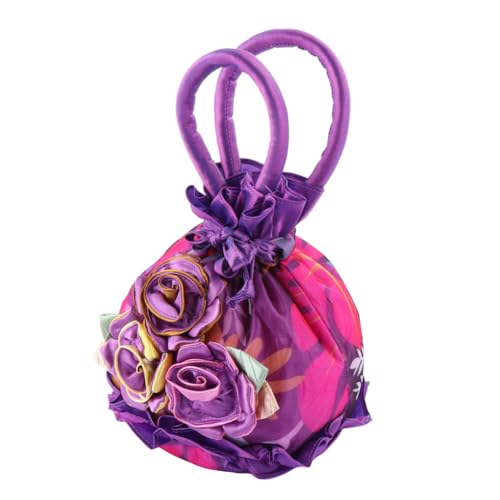 OUNONA Bucket Bag Damen Abendtasche aus Spitze mit Blumenform Leichte Handtasche aus Hochwertigem Stoff Tragbar Modisch für Besondere Anlässe und Partys Elegant und Praktisch für Frauen von OUNONA