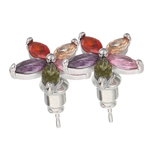 OUNONA Bunte Blumen Ohrstecker mit Zirkonia Leichte Trendige Ohrschmuck für Frauen und Mädchen Farbenfrohe Elegante Ohrstecker für Alltag und Besondere Anlässe von OUNONA