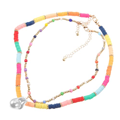 OUNONA Bunte Perlenhalskette Damen Doppellagig Leicht Boho Schmuck Freundinnen Strandmode Alltag von OUNONA