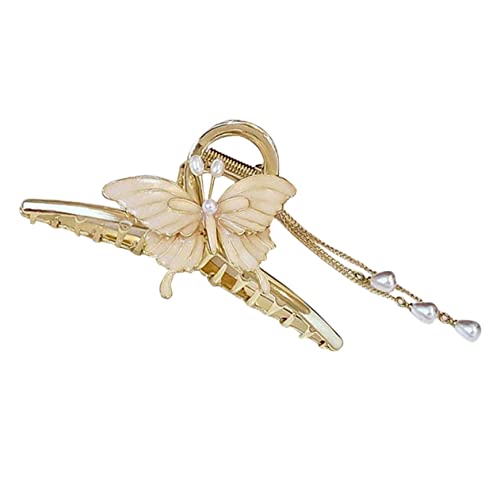 OUNONA Butterfly Haarklammer mit Perlen und Quasten Großer für Dickes Haar Modischer Schmetterlings Haarschmuck für Damen Praktisch und Vielseitig für Alltag und Festlichkeiten von OUNONA