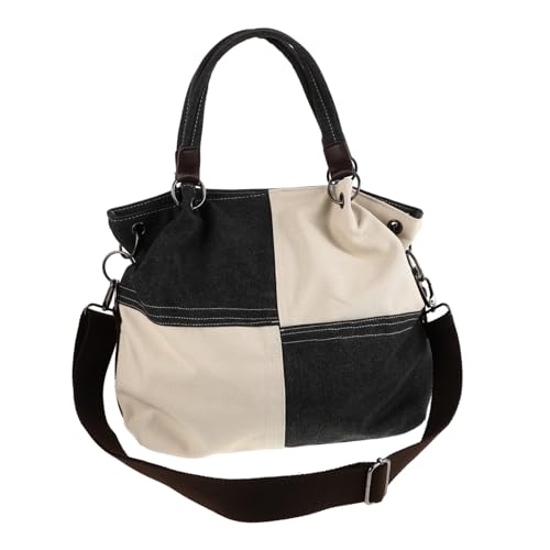 OUNONA Canvas Umhängetasche Damen Klein Patchwork Handtasche Vielseitig Tragbar als Schulter Crossbody Bag aus Strapazierfähigem Canvas Material Modisch und Praktisch für Alltag und von OUNONA