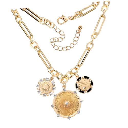 OUNONA Charm Necklace mit Sonnenanhänger Verstellbare Goldfarbene Halskette aus Kupfer Modische Chunky Kette für Frauen und Mädchen Vielseitiger Schmuck für Alltag und Geschenk OUNONA Charm Necklace mit Sonnenanhänger Verstellbare Goldfarbene Halskette aus Kupfer Modische Chunky Kette für Frauen und Mädchen Vielseitiger Schmuck für Alltag und Geschenk von OUNONA