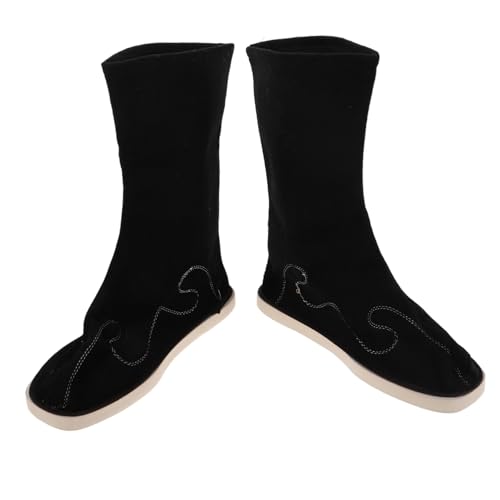 OUNONA Chinesische Hanfu Stiefel aus Langlebigem Pu-material mit Rutschfester Sohle Hoher Knöchel Wadenstütze Orientalische Tanzschuhe für Erwachsene und Schwarz von OUNONA