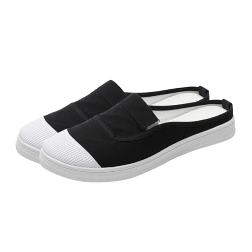 OUNONA Creative Canvas Halbschuhe Damen Herren Rutschfest Strapazierfähig Modische Outdoor Slipper Einfach zum Schnellen Ausziehen Trendiger Stil für Frühling und Sommer von OUNONA