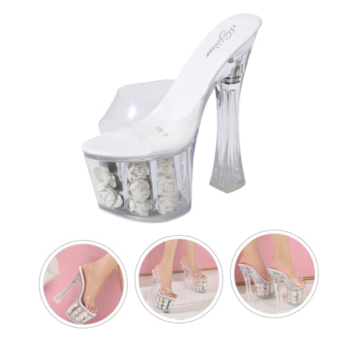OUNONA Crystal Heels Sandaletten Damen Transparent Wasserdichte Plattform Sandalen mit Dickem Absatz Sommer Slippers Hochzeitschuhe Weiß von OUNONA