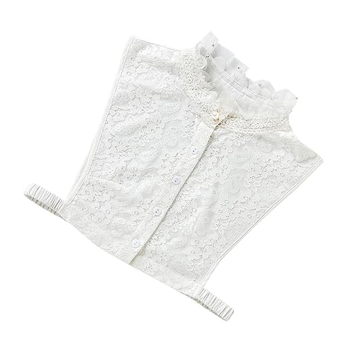OUNONA Damen Abnehmbarer Fake Kragen Holzstruktur Dekorativer Chiffon Kragen Weste Stil Weiß für Party Hochzeit Alltag von OUNONA