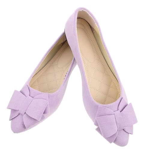 OUNONA Brautschuhe Für Damen Flach Mit Schleife Und Spitzenschuhen Hochzeitsschuhe Und Ballerinas Für Arbeit Oder Besondere Anlässe von OUNONA