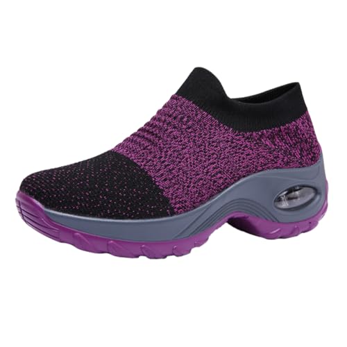 OUNONA Damen Casual Schuhe mit Dicker Sohle rutschfeste Leichte und Bequeme Luftpolsterschuhe Modische Slipper für Alltag und Sport Atmungsaktiv und Strapazierfähig für Frühling Herbst von OUNONA