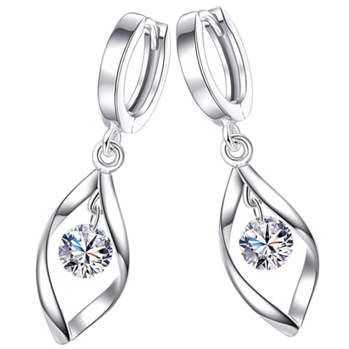 OUNONA Damen Creolen Ohrringe mit Drehbarem Zirkonia Anhänger Modische Lange Ohrhänger mit Funkelnden Weißen Strasssteinen Leichte Kreative Schmuckstücke für Alltag und Besondere Anlässe von OUNONA