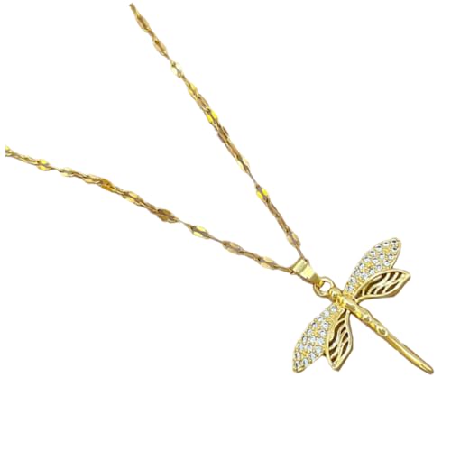 OUNONA Damen Dragonfly Anhänger Halskette Titanstahl Leicht Hautfreundlich für Filigranes Design für Bezaubernde Looks Perfektes für Frauen und Freundinnen von OUNONA