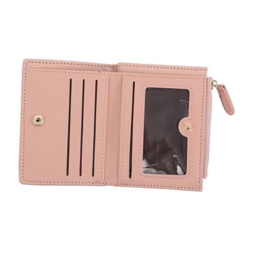 OUNONA Damen Geldbörse Kurz Bifold Geldbeutel mit Stickerei Kleines Portemonnaie aus PU Weiches Material Münzfach und Kartenhalter Multifunktional Tragbar für Alltag und Reisen Rosa von OUNONA