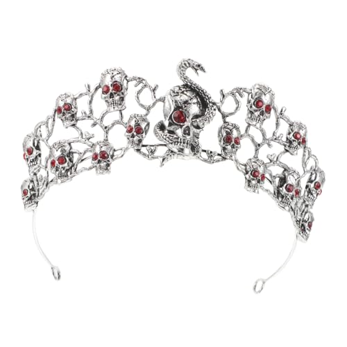 OUNONA Damen Gothic Totenkopf Tiara mit Funkelnden Strasssteinen Stabiler Legierung Halloween Kopfschmuck Retro Barock Stil Auffälliges Accessoire für Party Cosplay von OUNONA