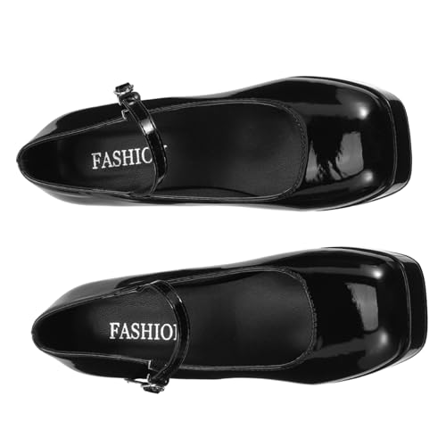 OUNONA Damen High Heels Schuhe aus Schwarzer Mary Stil mit Breitem Absatz Damenschuhe für Anlässe und Langlebig von OUNONA
