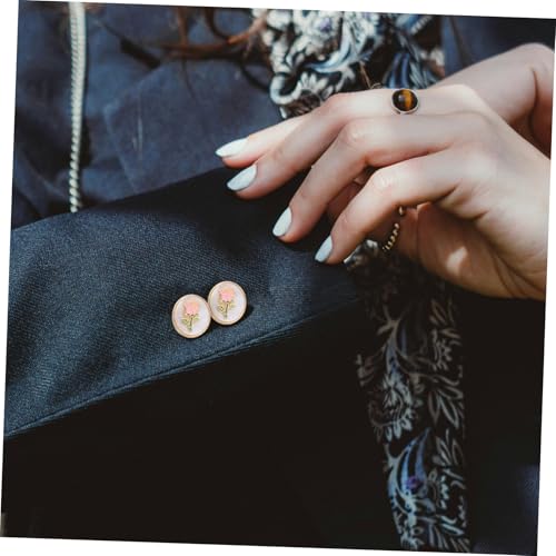 OUNONA Damen Manschettenknöpfe Blume Minimalistisches Design für Französische Hemden Komfortabel Rund Eleganter Schmuck für Business und Formelle Anlässe von OUNONA