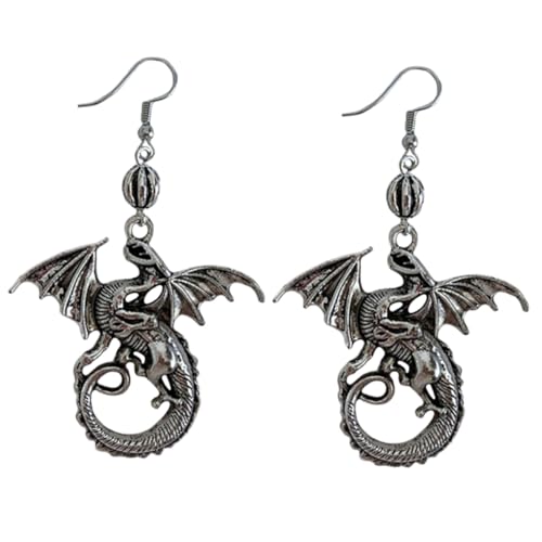 OUNONA Damen Ohrhänger mit Drachenmotiv Retro Punk Stil Langlebige Legierung Nickelfrei Auffällige Lange Ohrstecker für Alltag und Festtage Einzigartiger Schmuck für Frauen von OUNONA